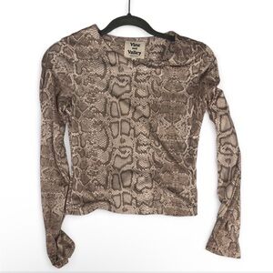Vine and Valley Snake Python Beige Brown Print Long Sleeve Top